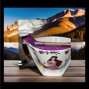 New Disney Princess Ramen Bowl Chopsticks Kitchen gift set Ralph Cinderella